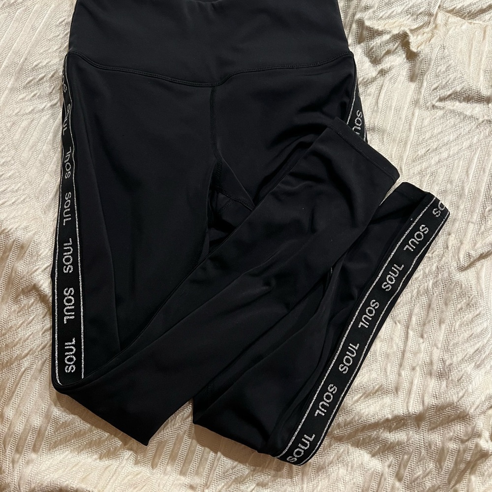 SoulCycle Black Leggings with Logo Detail